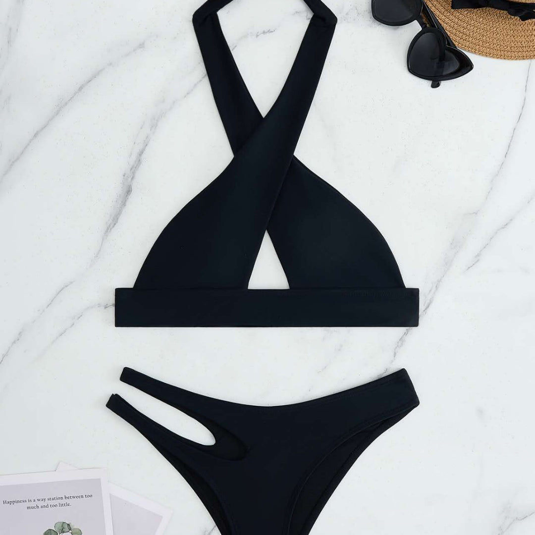 Dame Bikini-Sæt med moderne knude og sidelåg Cut-Out Skovae