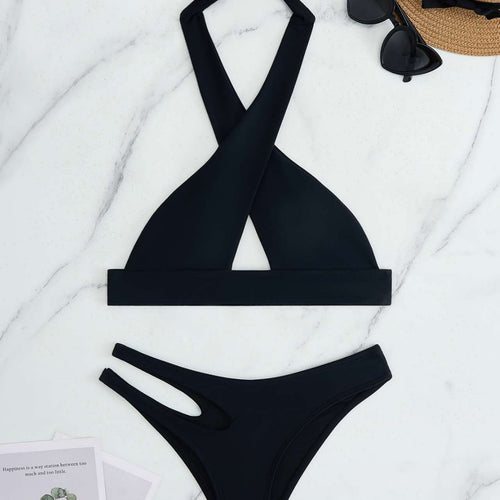 Dame Bikini-Sæt med moderne knude og sidelåg Cut-Out Skovae