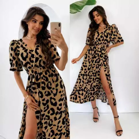 Dame leopardmønster maxikjole Stilla
