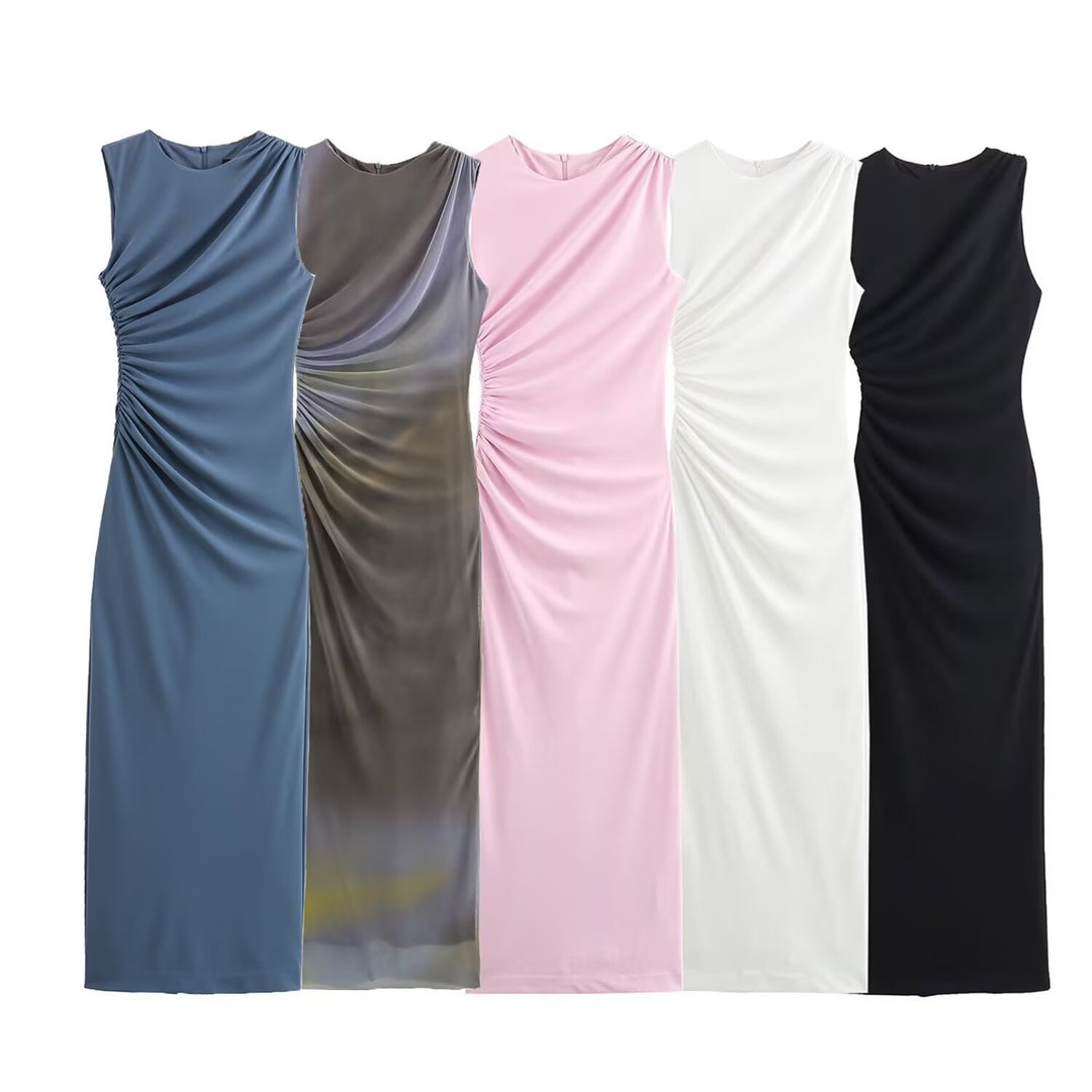 Dame elegant maxikjole med raffinerede draperinger Skovae