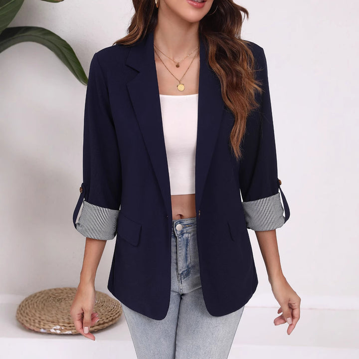 Dame Elegant Blazer med stribede ærmer og klassisk snit Stilla