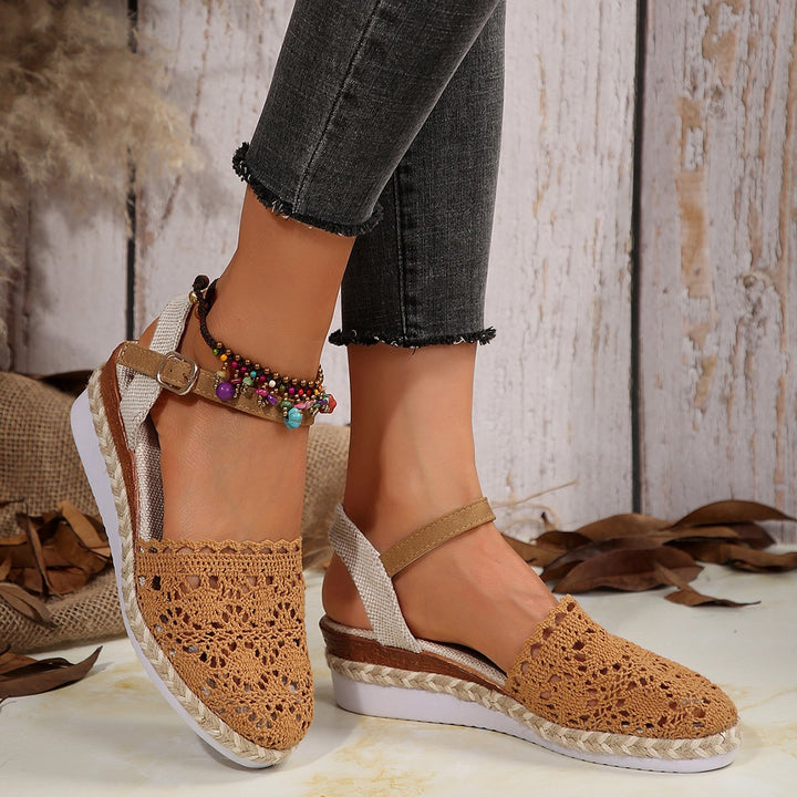 Dame sommerlige Espadriller med luftig hækle-look og justerbar rem Stilla