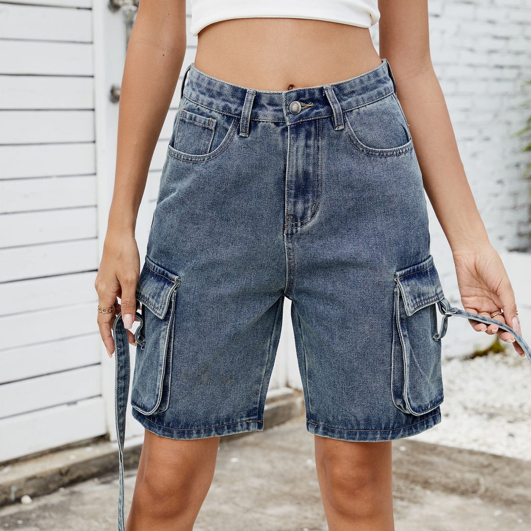 Dame Cargo-shorts i afslappet, høj taljesnit med praktiske sidelommer Stilla