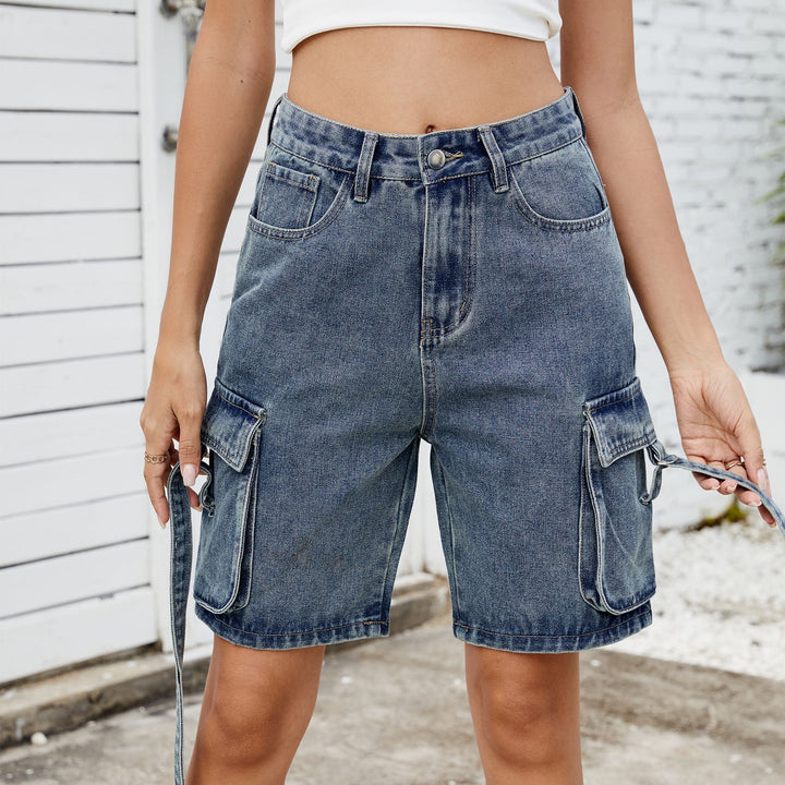 Dame Cargo-shorts i afslappet, høj taljesnit med praktiske sidelommer Stilla