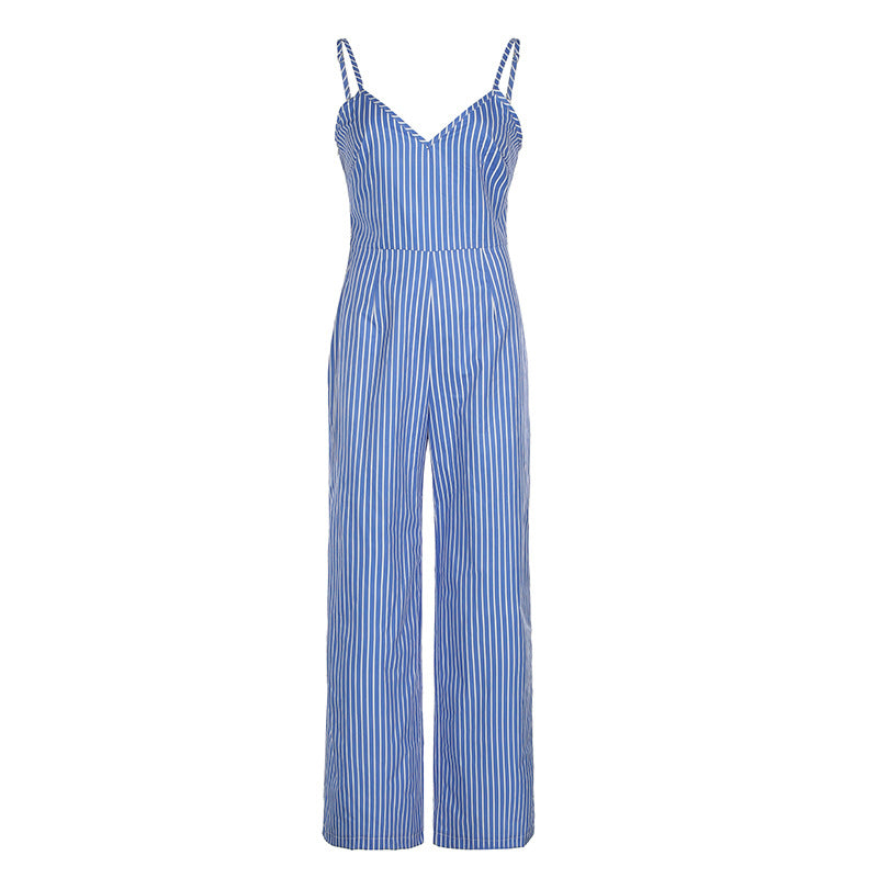 Dame jumpsuit med smalle stropper og moderne striber Skovae