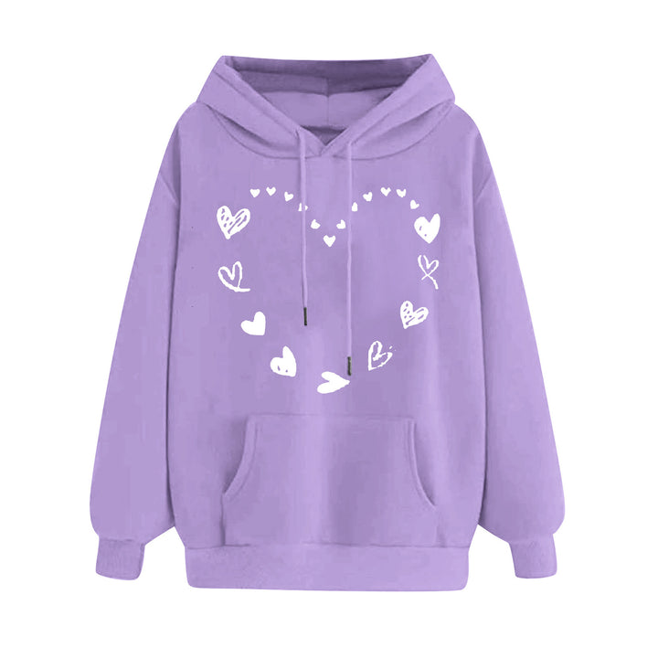 Dame hoodie med legende hjerte design og komfortabel kængurutaske Skovae