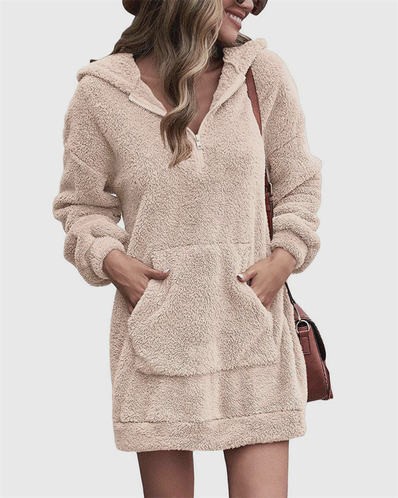 Dame hættekjole lavet af blød og varm fleece Stilla