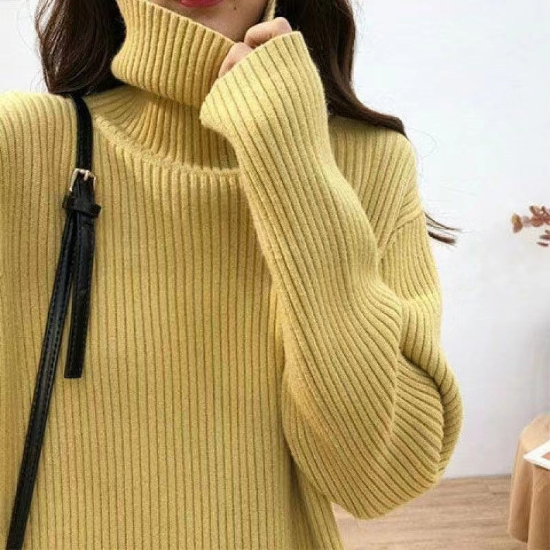 Kvinders varme turtleneck sweater med fin ribstrikket strik Stilla