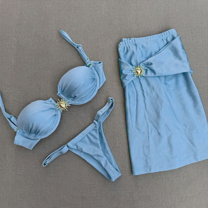 Dame blomsterprint bikini med matchende kaftan Stilla