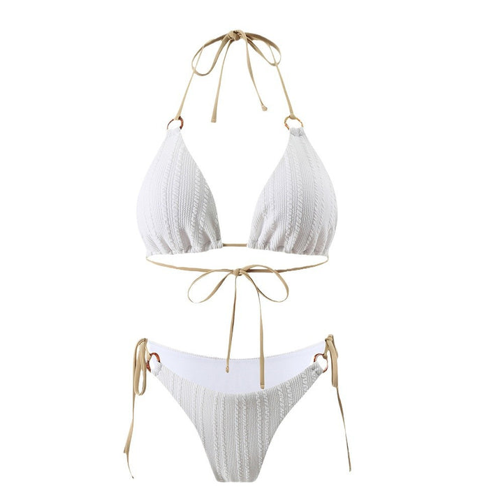 Dame triangel-bikini-sæt med struktureret strikoverflade og justerbare stropper Stilla
