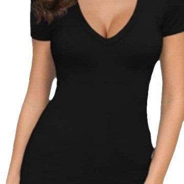 Dame Figurtilpasset V-hals T-shirt Skovae