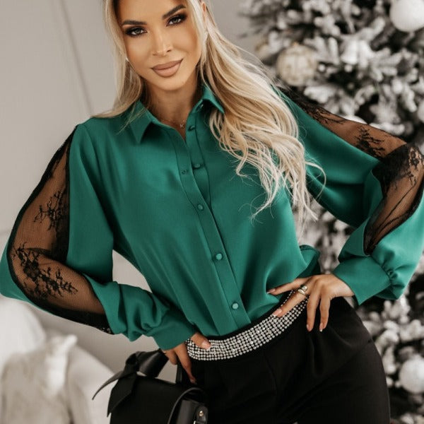 Dame Elegant Spidsærmet Bluse Stilla