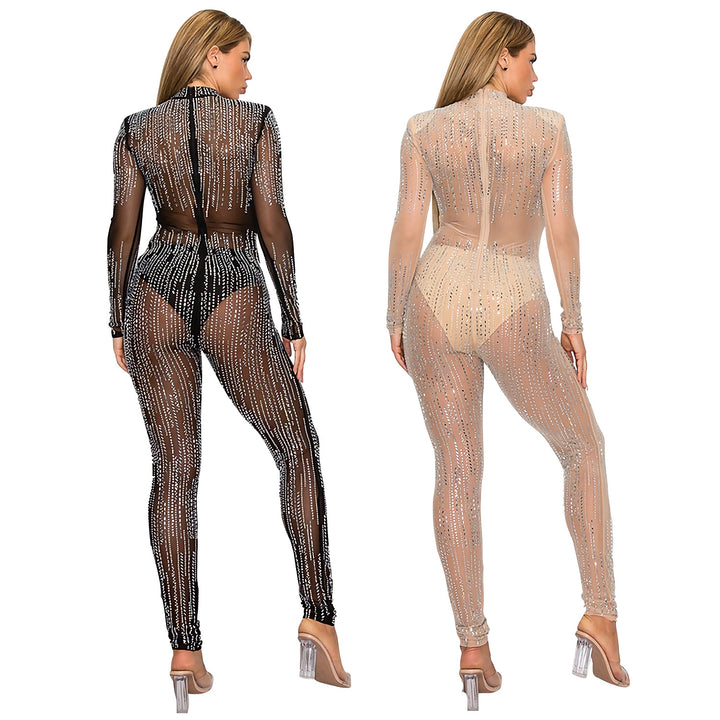 Dame transparent bodysuit med glitrende detaljer og figursyet pasform Stilla