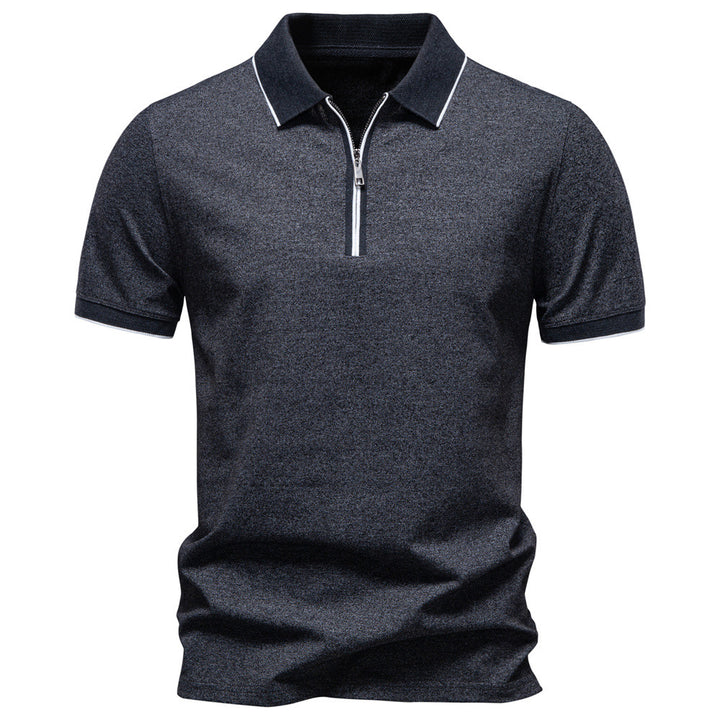 Herrer nan åndbart kortærmet polo shirt med halv højt lynlås og piqué struktur Skovae