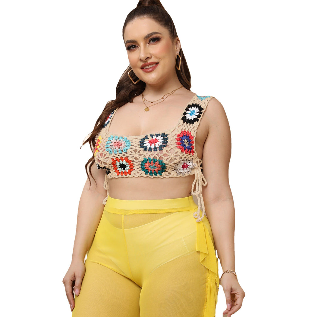 Femme Hæklet-Crop-Top med farverige blomsterdesigns Stilla