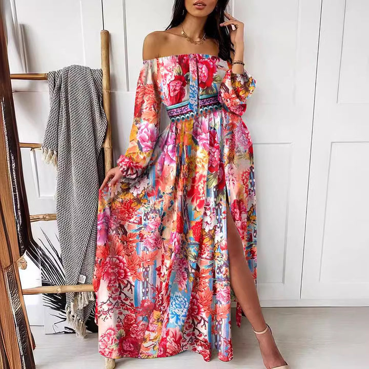 Dame Elegant Maxikjole med Off-Shoulder og høj slids Stilla