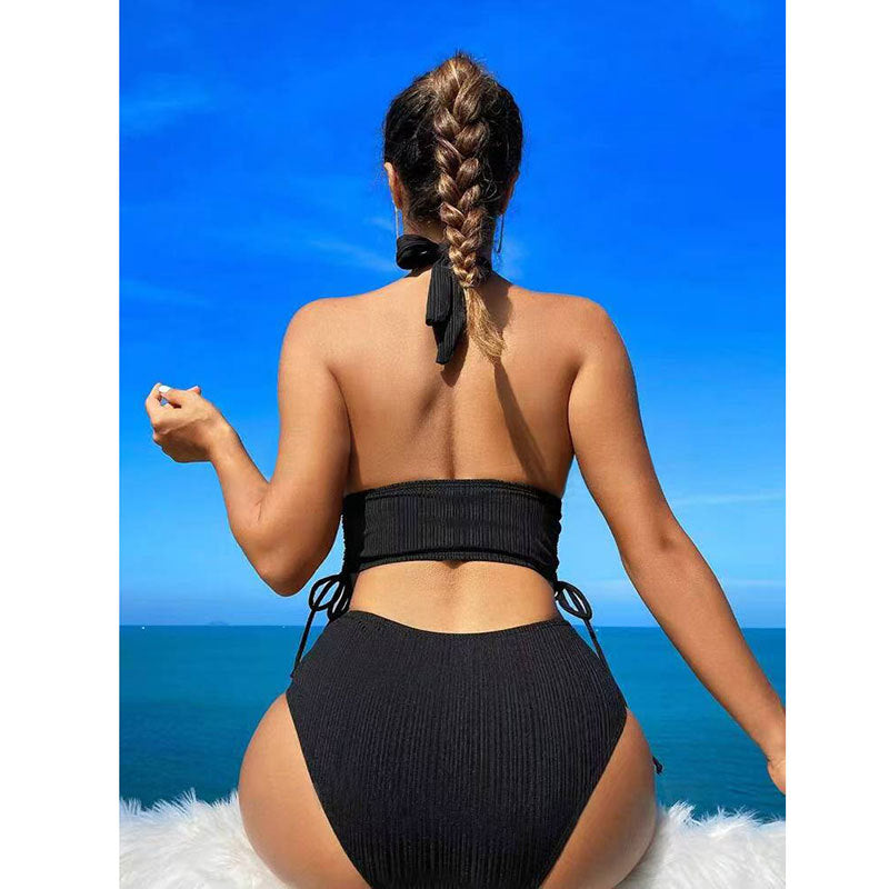 Dame Bikini-sæt med raffinerede bindebånd og høj talje Stilla