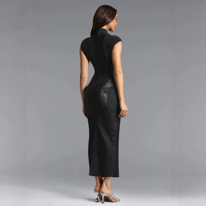Dame Elegant kjole med transparente spidsindsatser Skovae