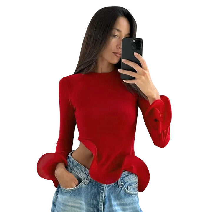 Femme Modern Langærmet top med unikt draperet design Stilla