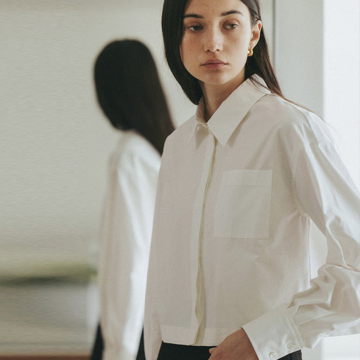 Dame Casual Skjortebluse med struktureret design og brystlomme Stilla