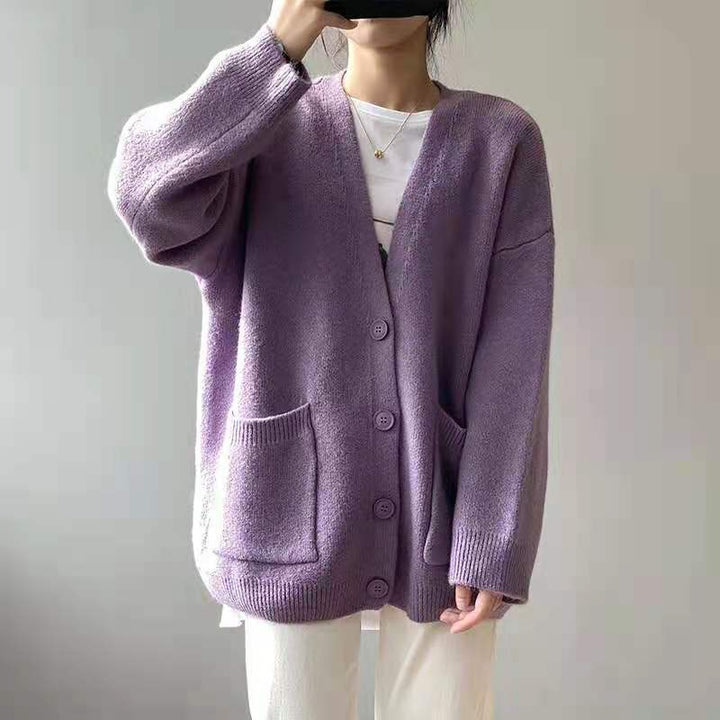 Femme Oversized Blød Strik Cardigan med Lommer Stilla