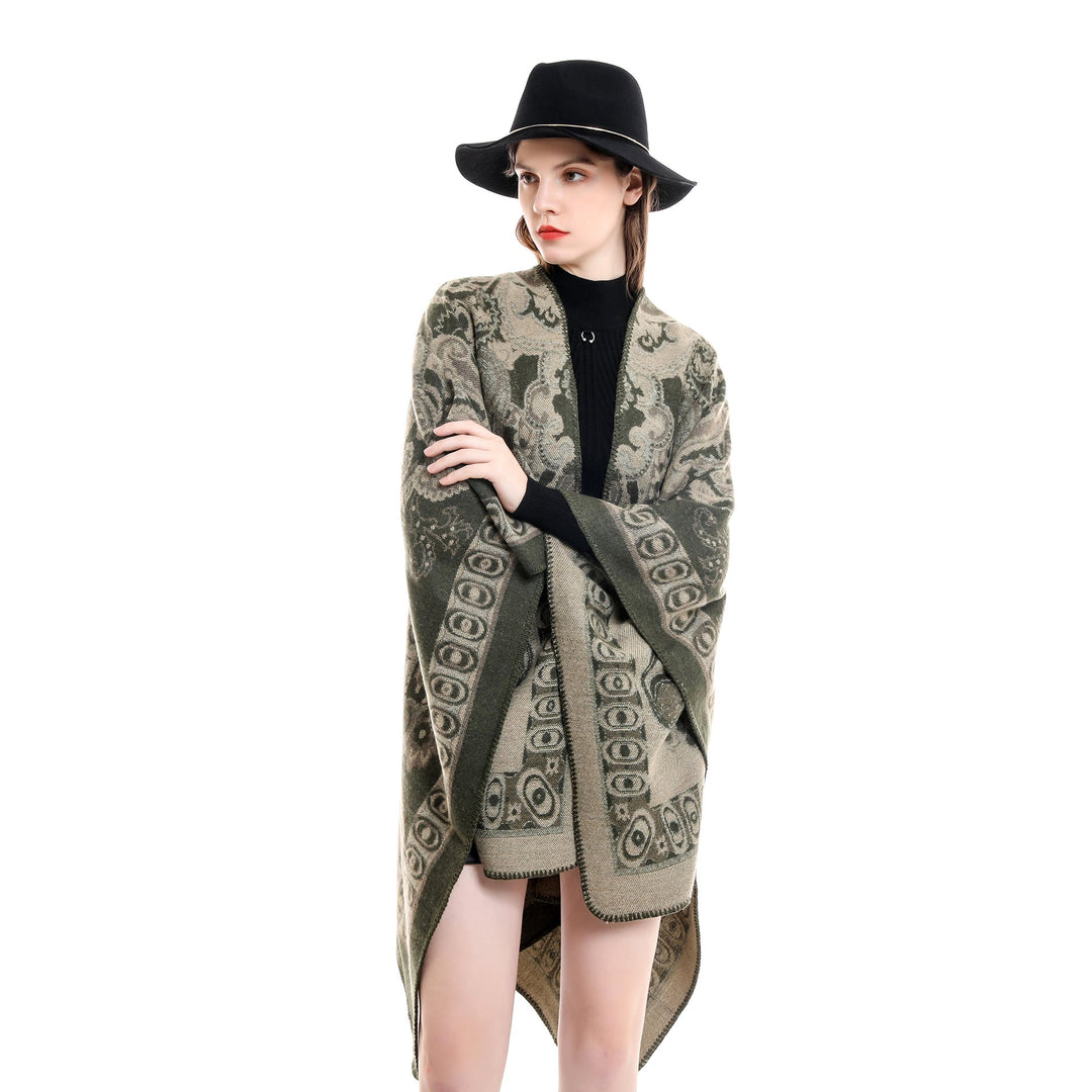 Dame Elegant Poncho med Kunstnerisk Blomster Mønster og Luksuriøst Feel Skovae