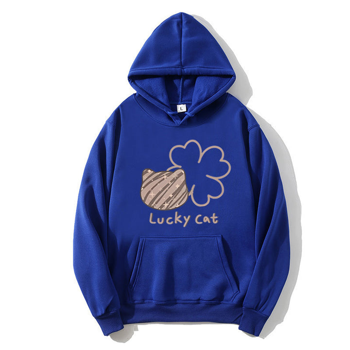 Kvinders hoodie med kreativ kat design og heldig motiv Skovae