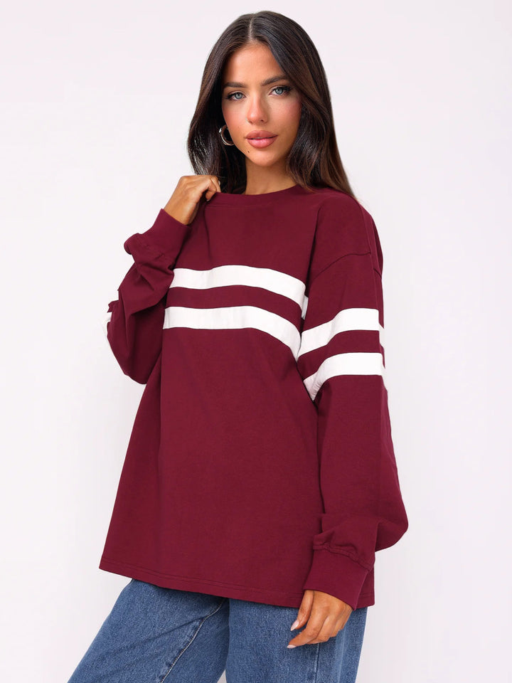 Dame Casual Sweatshirt med brede striber Stilla