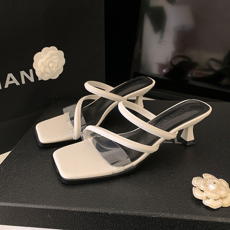 Dame elegante transparente sandaler med hæl Stilla