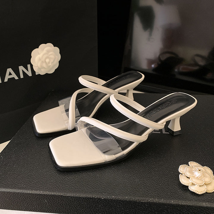 Dame elegante transparente sandaler med hæl Stilla