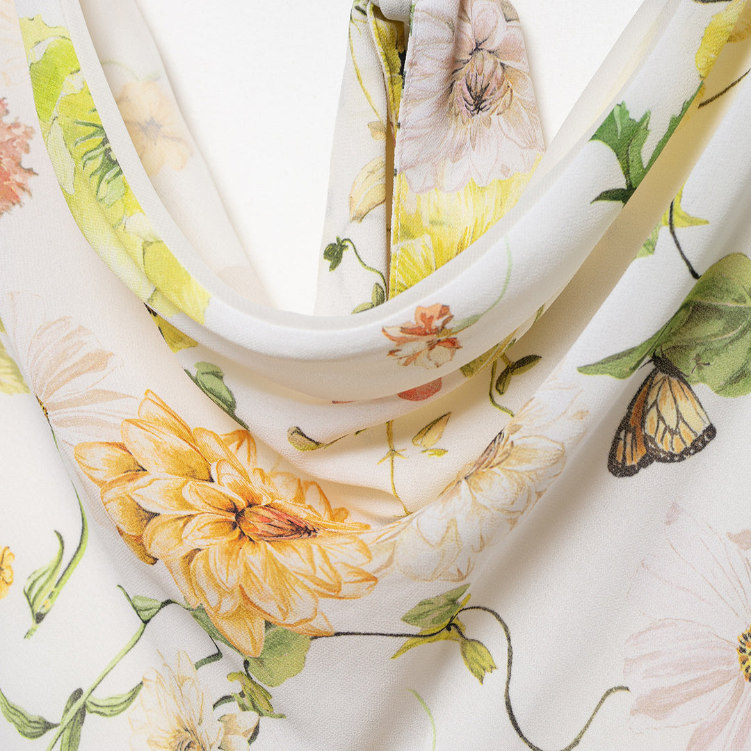 Femme Cowl Neck Floral Print A-Linje Kjole Stilla