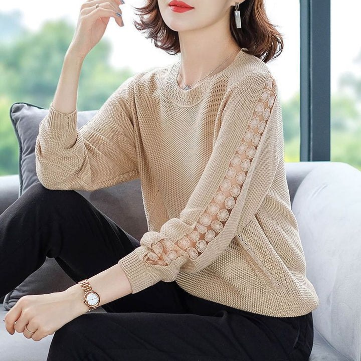 Dame Elegant Strik Sweater med Gittermønster Stilla
