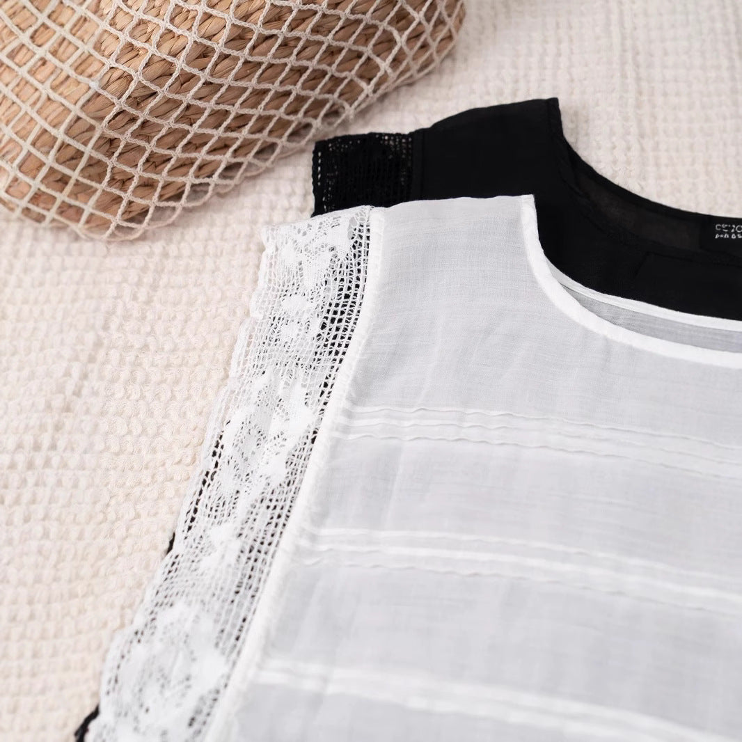 Femme Spids-Detail Løst Skåret Top Stilla