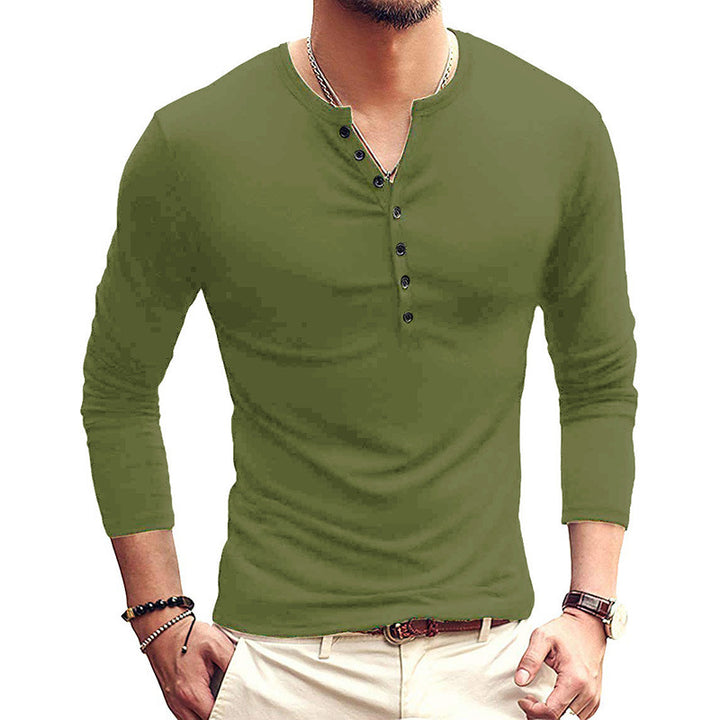 Herrer Langærmet Henley skjorte med stilfulde knapper og elastisk stof Stilla