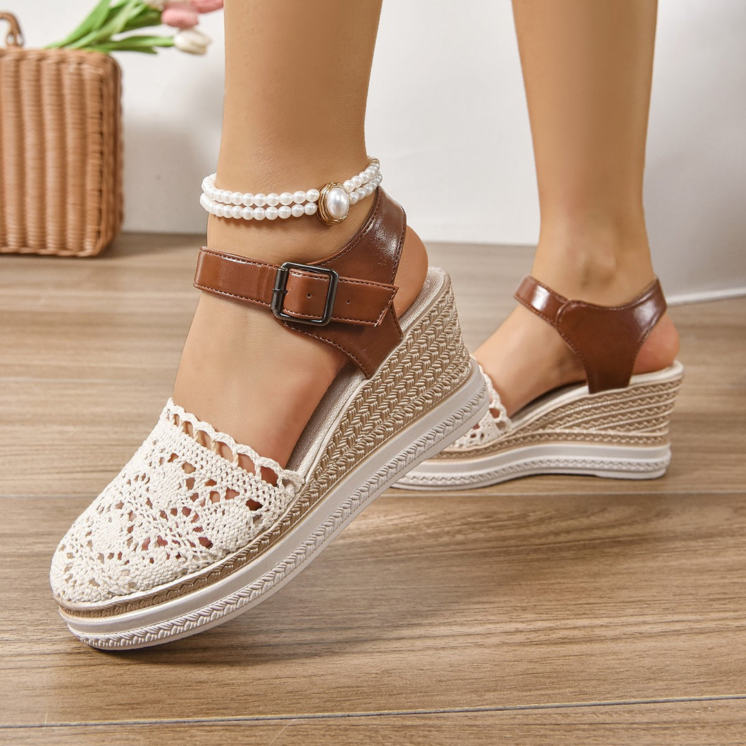 Dame Wedge-sandaler med elegant hækle-look og komfortabel remdesign Stilla