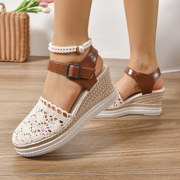 Dame Wedge-sandaler med elegant hækle-look og komfortabel remdesign Stilla