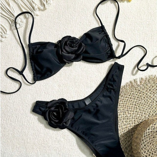 Dame Bandeau-Bikini med blomsterdetaljer Skovae