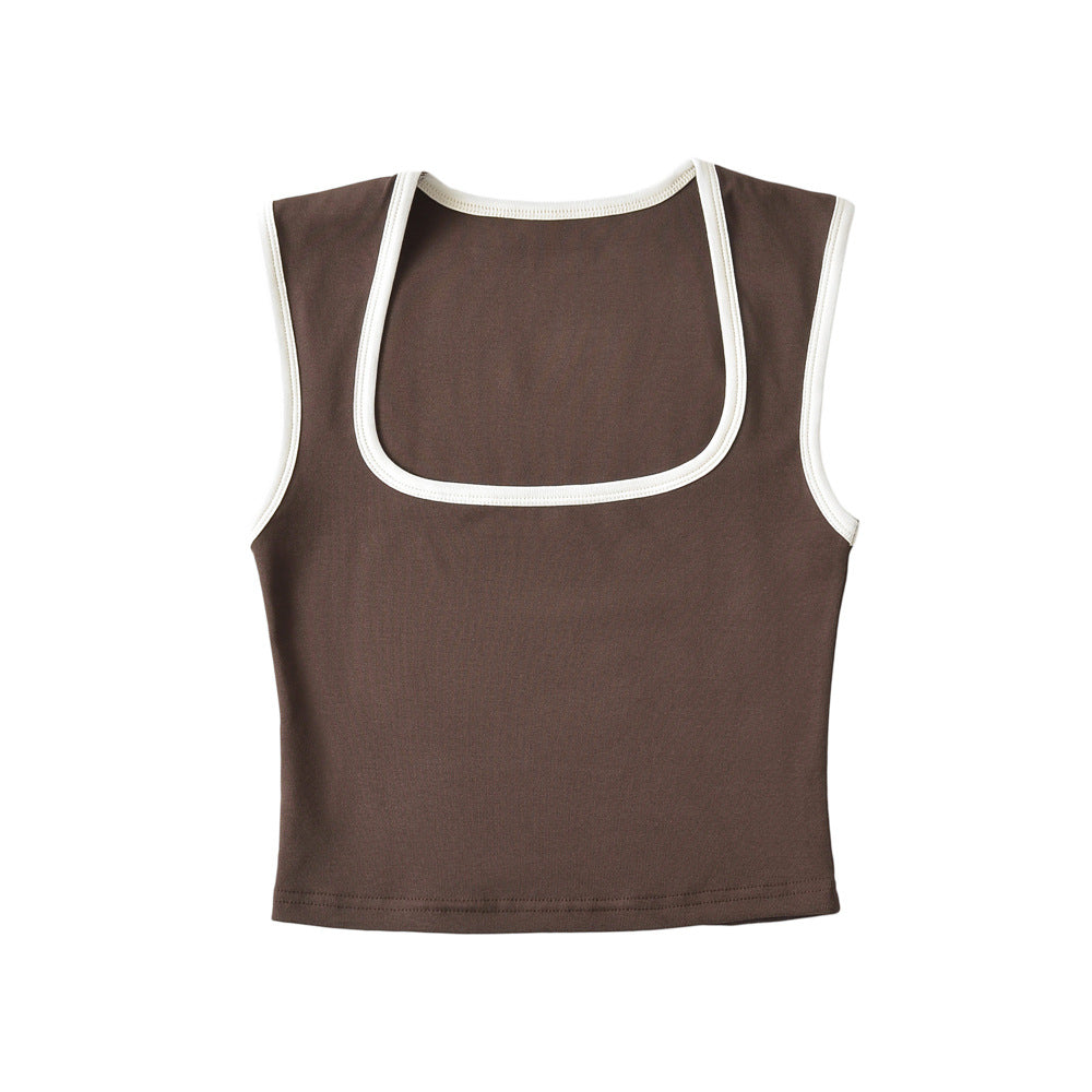 Dame Crop-Top med firkantet udskæring og smalle stropper Stilla