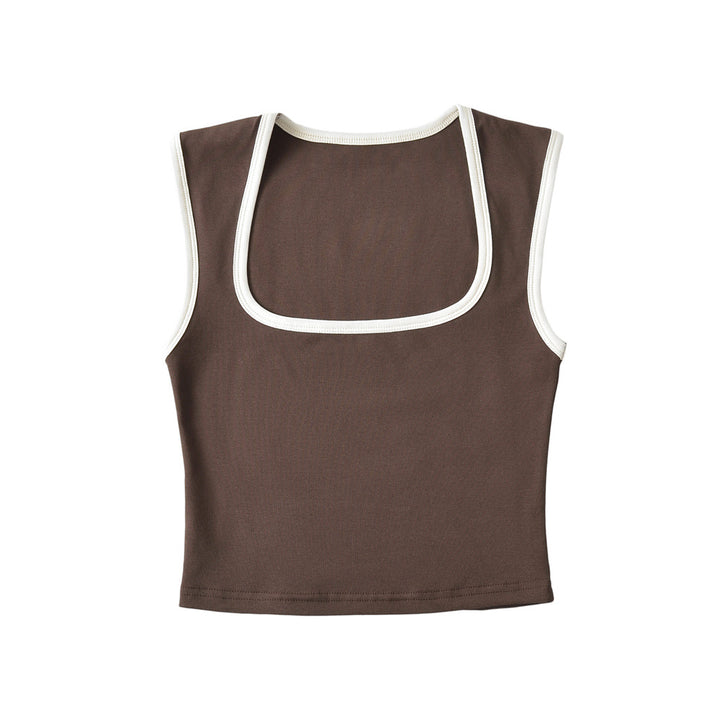 Dame Crop-Top med firkantet udskæring og smalle stropper Stilla