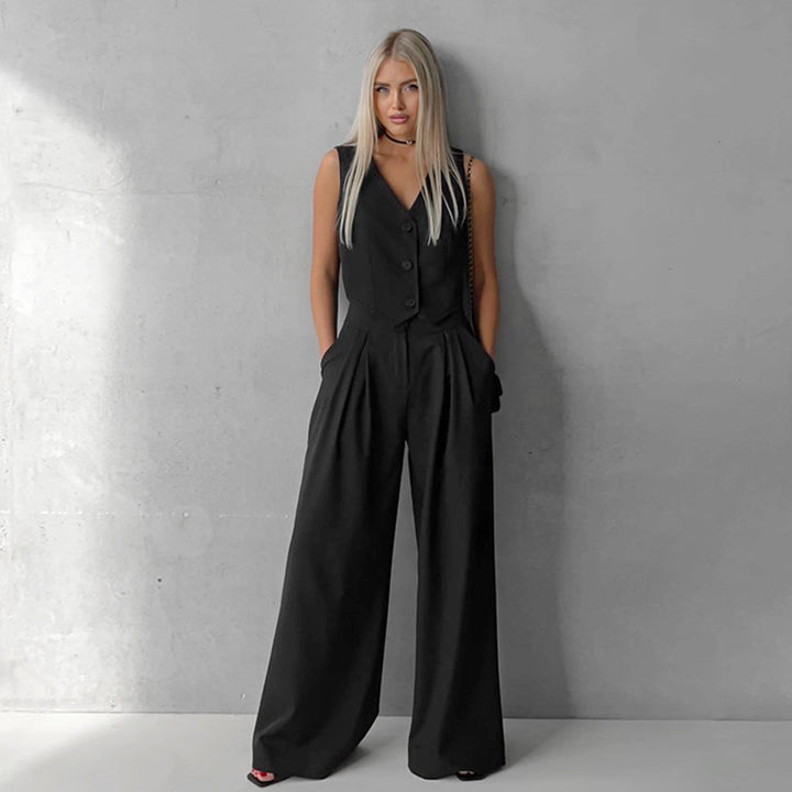 Dame Elegant To-delt med moderne blazer og vide bukser Stilla
