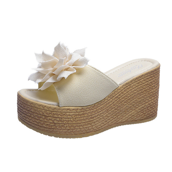 Dame platform sandaler med blomsterdekoration og skridsikker sål Stilla