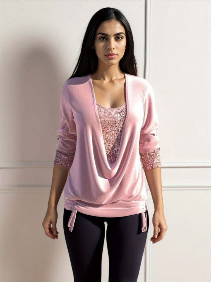 Damer elegant top med glitrende detaljer og afslappet snit Stilla