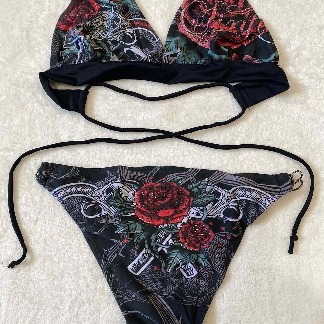 Dame bikini-sæt med unik grafisk design Skovae