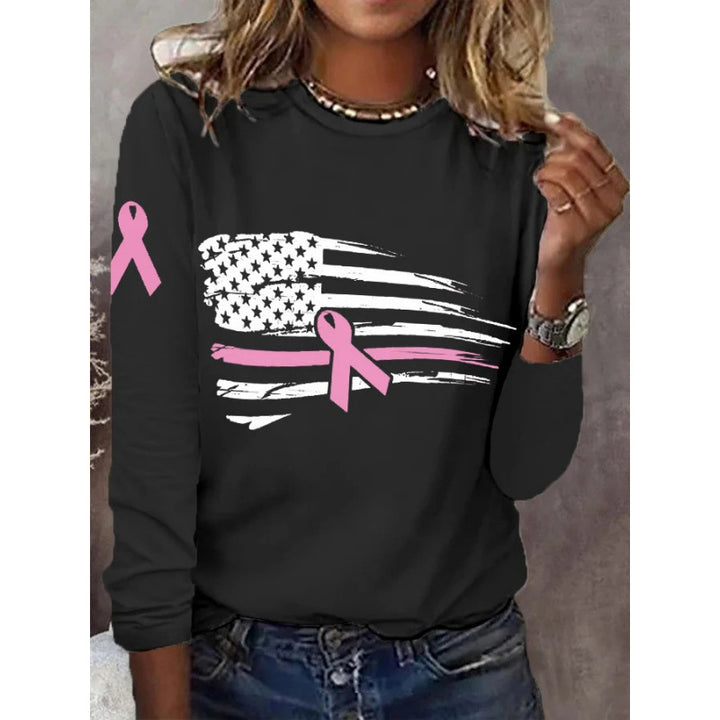 Kvinders casual T-shirt med kreativt flag- og sløjfedesign Skovae