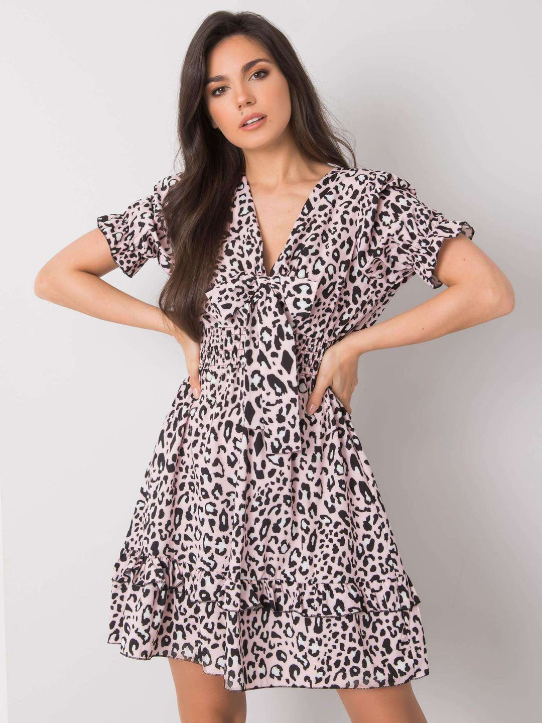 Dame Boho Chic Leopardprint Mini Kjole Stilla