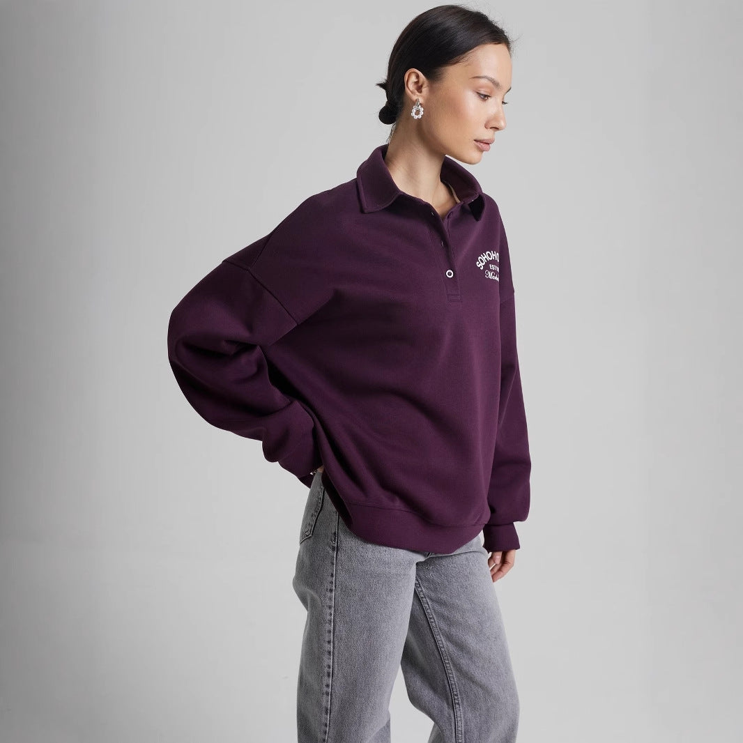 Kvinders afslappede polo sweater med en afslappet pasform og kontrastdetaljer Stilla