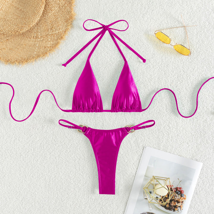 Dame Triangel-Bikini med elegante bindebånd og fashionable guld accenter Skovae