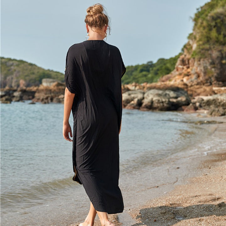 Dame Elegant Strandkaftan med eksklusive broderidetaljer Stilla