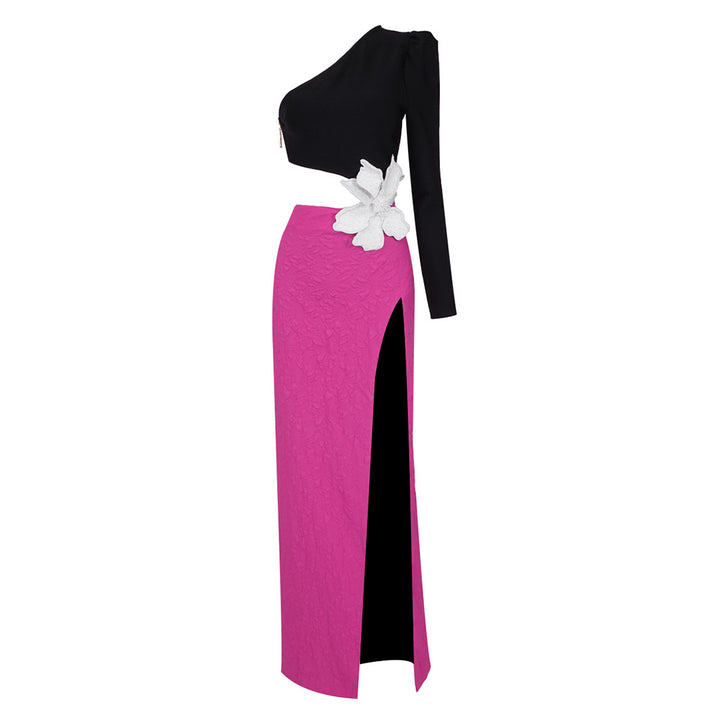 Damer Elegant kjole med asymmetrisk overdel og floral detalje Skovae