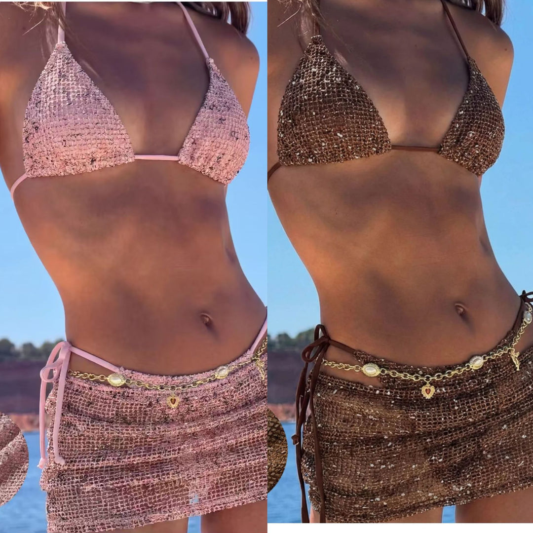 Dame triangel-bikini med omslagsskrædder og justerbare stropper Skovae